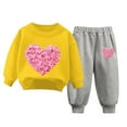 thumbnail image 1 of Tiweut Outfits for Kids Valentine's Day Sweatshirt and Sweatpant Set Heart Printed Suit Set, 1 of 3