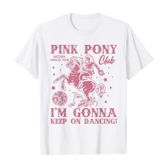 Tiweut Pink Dance Club T Shirt Midwest Princess Good Luck Women's Cotton Tops for Summer,White