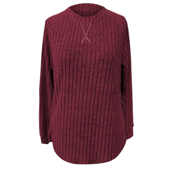 Tiweut Plus Size Long Sleeve Shirt Blouse Loose Round Neck Pullover Tunic Top Everyday Basic,