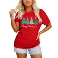 thumbnail image 1 of Tiweut Plus Size Tree Tshirt Womens Merry Graphic Tee Bright Short Sleeve,Red, 1 of 4