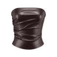 thumbnail image 1 of Tiweut Plus Size Women Leather Tube Top Ruched Strapless Corset Club Party Rave Going Out Tees Shirts,Brown, 1 of 3