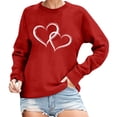 thumbnail image 1 of Tiweut Round Neck Sweatshirt for Women Oversized Valentine Heart Print Hoodless Sweatshirt Long Sleeve Pullover Blouse, 1 of 4