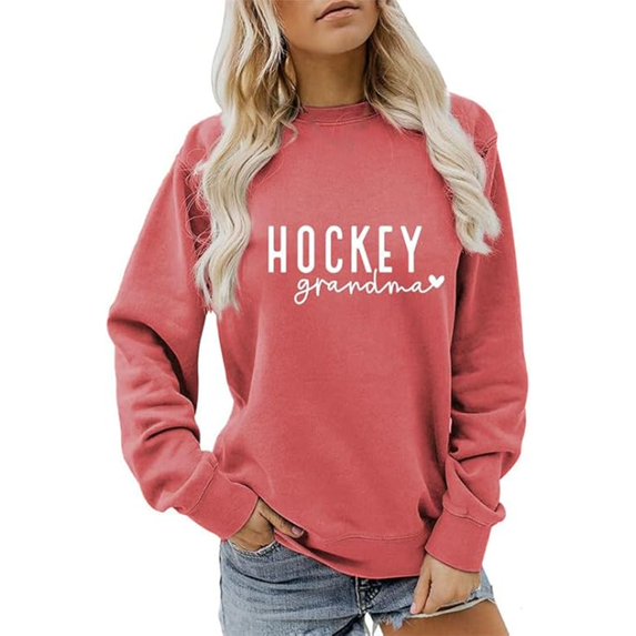 Tiweut Round Neck Sweatshirt for Women Pullover Sweatshirt Loose Long Sleeve Letter Print Blouse