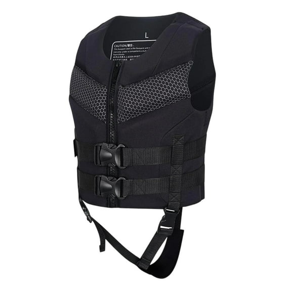 Tiweut Safety Life Jacket for Adults Breathable Life Buckle and Zipper Swim Vest for Water Sports,Black