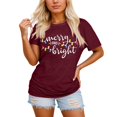 thumbnail image 1 of Tiweut Shirts Womens Merry and Bright Shirt Xmas Holiday Tshirt Christmas Lights Tee Tops,, 1 of 4
