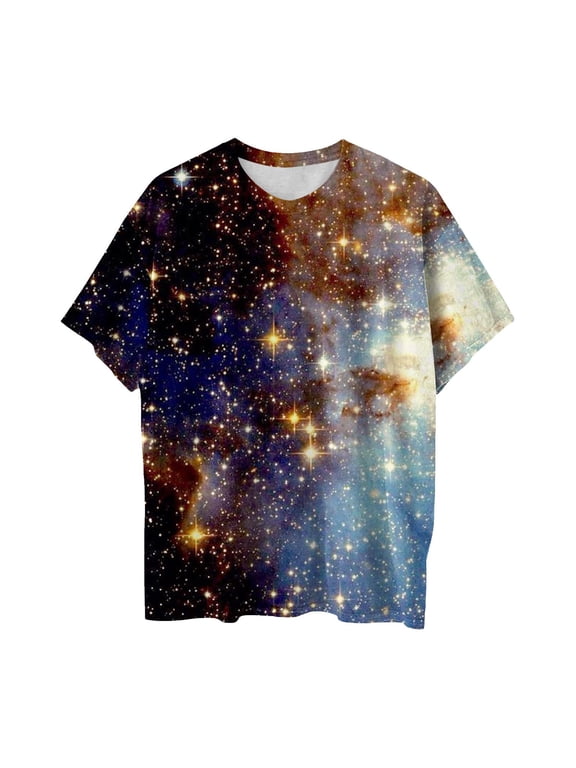 Short Sleeve T Shirt for Men Stars Print Graphic Crewneck Summer Novelty Tee Boy Tops