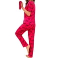 thumbnail image 1 of Tiweut Silk Pajamas For Women Long Sleeves Satin Valentines Valentine Sleepwear Sets Button Heart Print Soft Loungewear,A-Red,L, 1 of 7