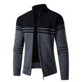 thumbnail image 1 of Tiweut Sweaters Coat for Men Fall and Winter Zipper Long Slee Turtleneck Velvet Knitted Cardigan Regular Tops Dark Gray,2XL, 1 of 8