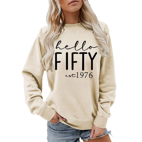 Tiweut Sweatshirt Women Letter Print Sweatshirt Long Sleeve Loose Pullover Crew Neck Lady Tops