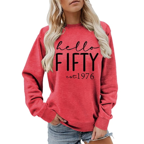 Tiweut Sweatshirt Women Letter Print Sweatshirt Long Sleeve Loose Pullover Crew Neck Lady Tops