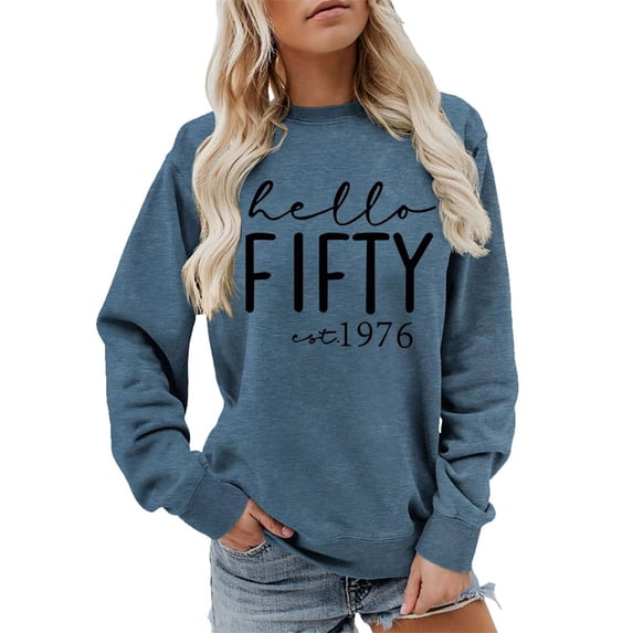 Tiweut Sweatshirt Women Letter Print Sweatshirt Long Sleeve Loose Pullover Crew Neck Lady Tops