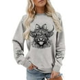 thumbnail image 1 of Tiweut Sweatshirts Top for Women Cow Print Long Sleeve Hoodless Pullover Crew Neck Ladies Classic Blouses Light Gray,XL, 1 of 4