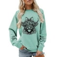 thumbnail image 1 of Tiweut Sweatshirts Top for Women Cow Print Long Sleeve Hoodless Pullover Crew Neck Ladies Classic Blouses Mint Green,S, 1 of 4