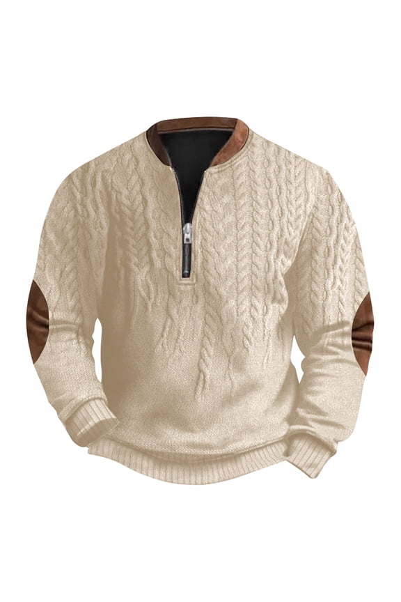 Sweatshirts for Men Western Aztec Ethnic Print Vintage Top Long Sleeve Shirt Stand Collar Button Down Pullover Coat,A-Khaki,Khaki