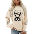 thumbnail image 1 of Tiweut Sweatshirts for Women Cow Print Tops Long Sleeve Hoodless Pullover Crew Neck Ladies Classic Blouses,Z1 Beige,L, 1 of 4
