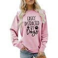 thumbnail image 1 of Tiweut Sweatshirts for Womens Ladies Fashion Fall and Winter Books Printed Long Sleeve Hooded Loose Fit Pullover Tops Pink,M, 1 of 3