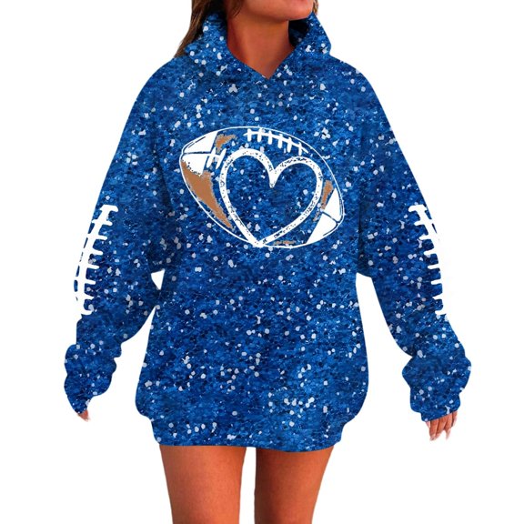 Tiweut Sweatshirts for Womens Ladies Letter Leaf Printed Round Neck Long Sleeve Loose Fit Pullover Blouses Blue2,2XS