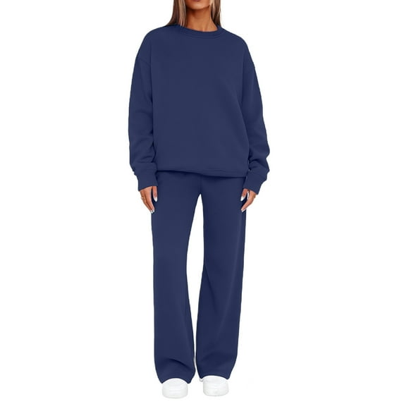 Tiweut Sweatsuits Women 2 Piece Outfit Sweatshirt and Sweatpant Sets Fall Clothing Track Suits,Navy