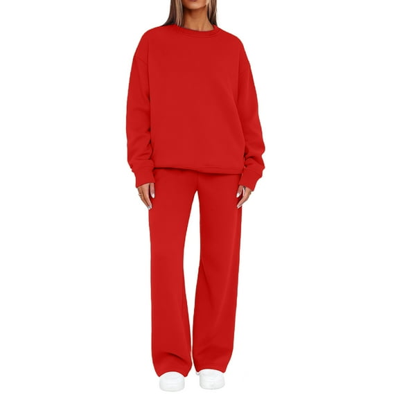 Tiweut Sweatsuits Women 2 Piece Outfit Sweatshirt and Sweatpant Sets Fall Clothing Track Suits,Red