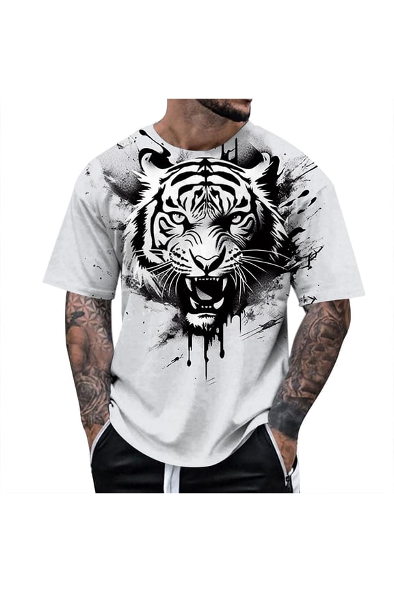 T Shirt Men Easter Print Short Sleeve Round Neck Floral Bottoming Tops