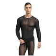 thumbnail image 1 of Tiweut T Shirt Men Mesh Transparent Elastic Fitness Running Sports Tights Long Sleeve Round Neck Tops, 1 of 2