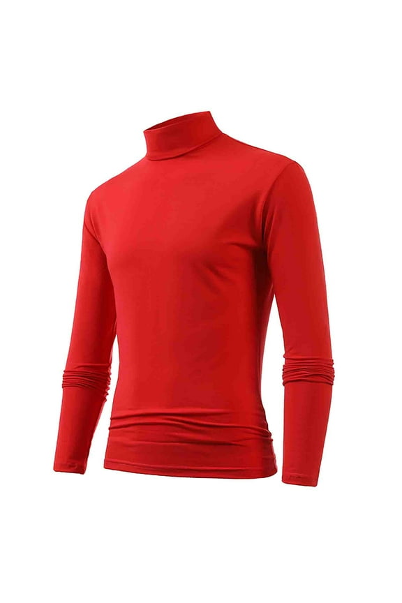 T Shirt Men Warm High Neck Thermal Underwear Basic Pullover Long Sleeve Solid Color Tops