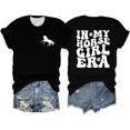 thumbnail image 1 of Tiweut T Shirt for Women Short Sleeve Horse Graphic Outdoor Loose Pullover Tops,Black, 1 of 2