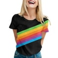 thumbnail image 1 of Tiweut T Shirts for Women Rainbow Printed Short Sleeve Crew Neck Summer Shirts for Ladies Size L, 1 of 4