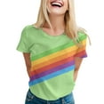 thumbnail image 1 of Tiweut T Shirts for Women Rainbow Printed Short Sleeve Crew Neck Summer Shirts for Ladies Size M, 1 of 4