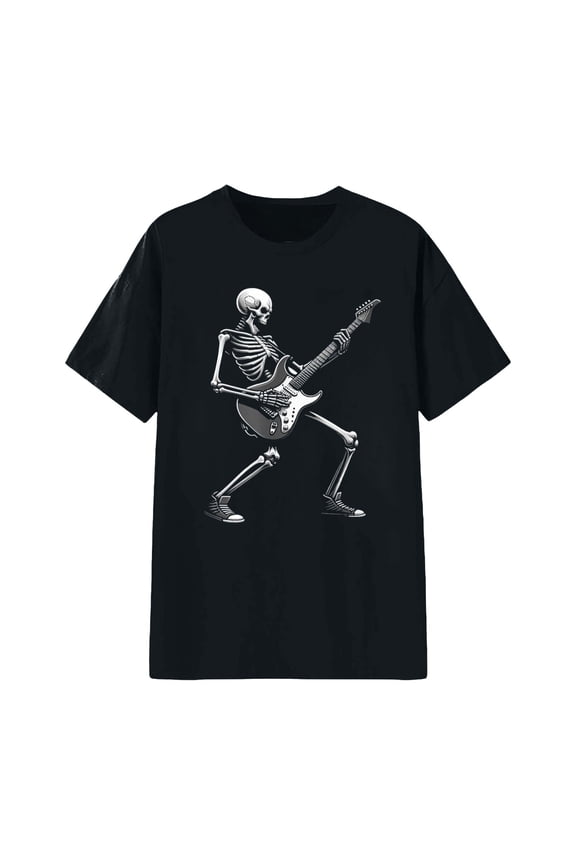 Unisex T Shirts Skeleton Printed Short Sleeve Crew Neck Soft Everyday Casual Tee,Black,XL
