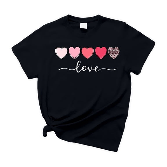 Tiweut Valentine Shirts For Womens Teacher Graphic Tees Valentines Day Clothes Heart Valentine'S Tops Plus Size Tee Tshirt,A-Black,L