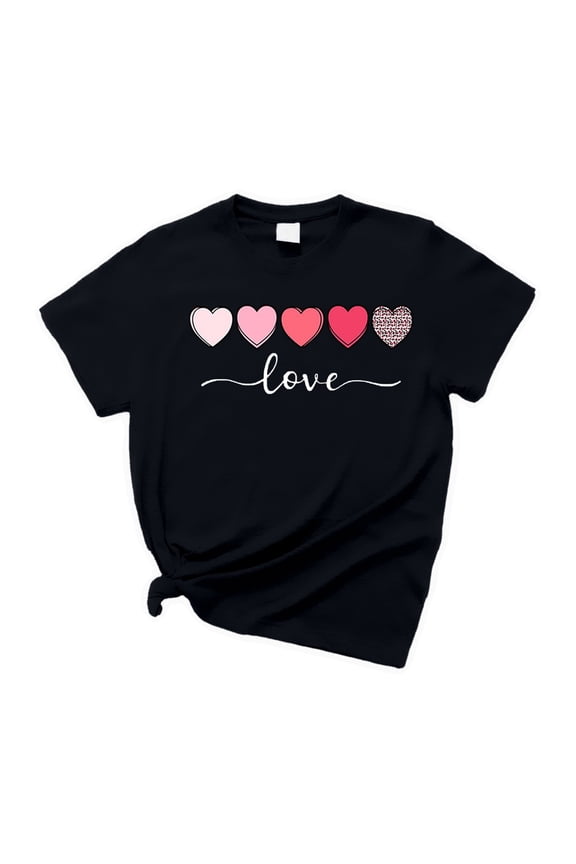 Valentine Shirts For Womens Teacher Graphic Tees Valentines Day Clothes Heart Valentine'S Tops Plus Size Tee Tshirt,A-Black,S
