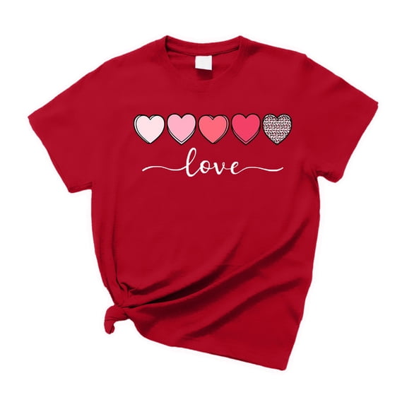Tiweut Valentine Shirts For Womens Teacher Graphic Tees Valentines Day Clothes Heart Valentine'S Tops Plus Size Tee Tshirt,A-Red,M