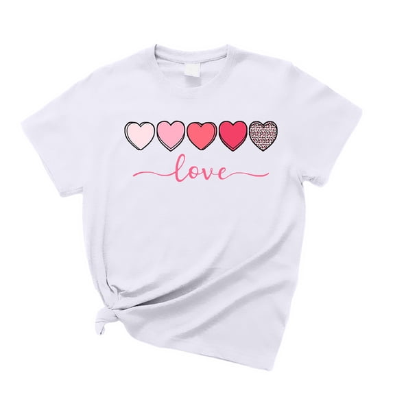 Tiweut Valentine Shirts For Womens Teacher Graphic Tees Valentines Day Clothes Heart Valentine'S Tops Plus Size Tee Tshirt,A-White,M