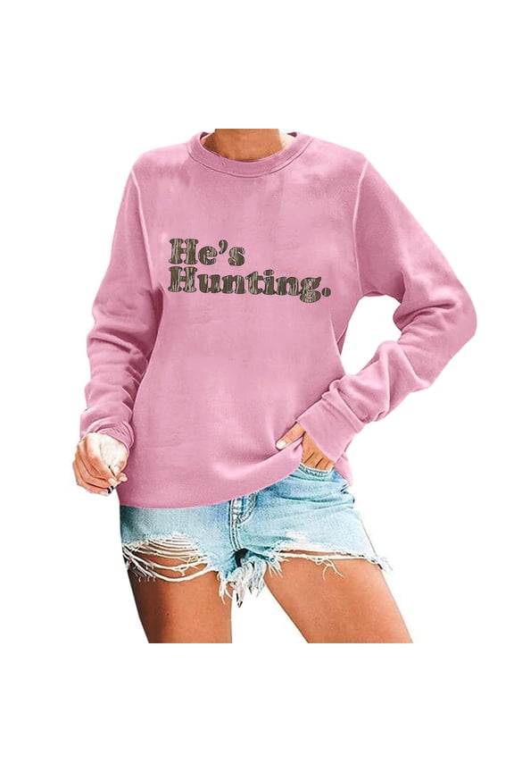 Valentine's Day Casual Womens Sweatshirts Fashion Letter Print Long Sleeve Crewneck Style Pullover for Men and Women Streetwear Regular Blouses,B-Pink,M