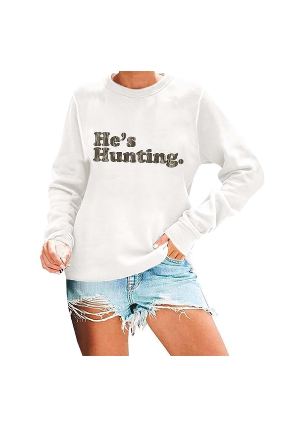 Valentine's Day Casual Womens Sweatshirts Fashion Letter Print Long Sleeve Crewneck Style Pullover for Men and Women Streetwear Regular Blouses,B-White,M