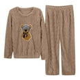thumbnail image 1 of Tiweut Women 2 Piece Pajamas Solid Color Jacquard Flannel Winter Long Sleeve Top and Pants Sleepwear Clothes, 1 of 8