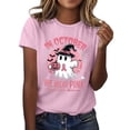 thumbnail image 1 of Tiweut Women Casual Blouses 2025 Halloween Short Sleeve Round Neck Graphic Cute Print Loose Fit Regular Tshirt Pink,2XL, 1 of 4