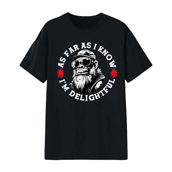 Tiweut Women Casual T Shirt Short Sleeve Letter Monkey Print Loose Tops,Black