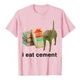 thumbnail image 1 of Tiweut Women Casual T-ShirtsShort Sleeve "I Eat Cement" English Graphic Printed Round Neck Loose Fit Pullover Relaxed Fit Tops,A-Pink,M, 1 of 2