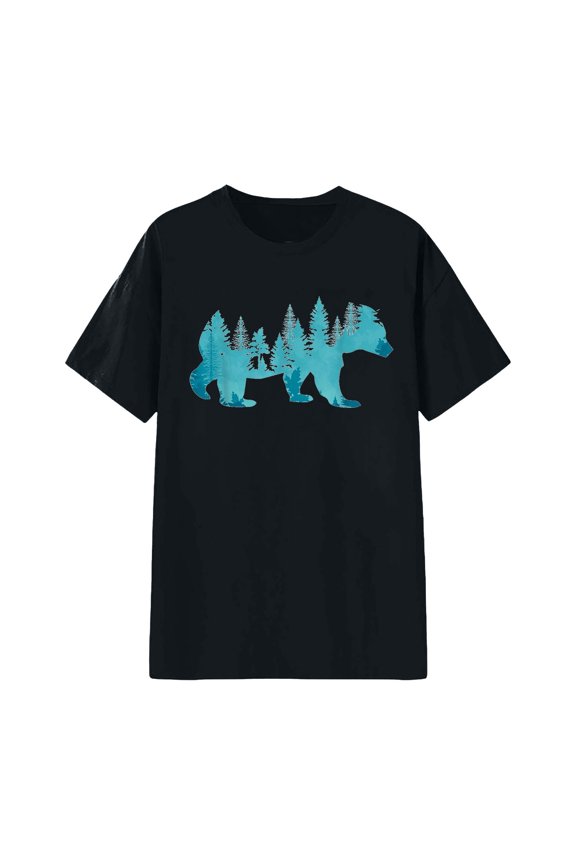 Women Casual Tshirts Unisex Bear Graphic Crew Neck Loose Pullover Tops,XXL