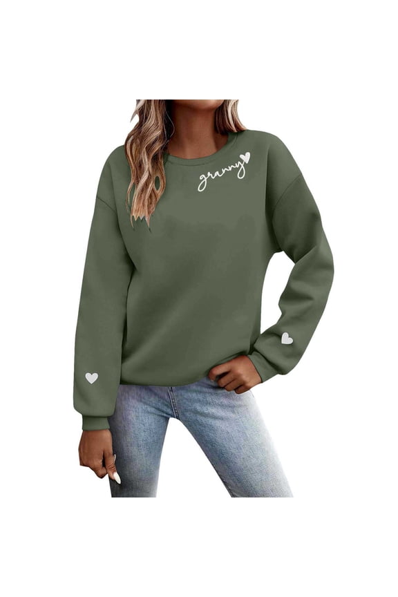 Women Embroidered Sweatshirt, Personalized Grandma Nickname with Kid Names, Grandma Gift, Christmas Shirt,A-Green,Green