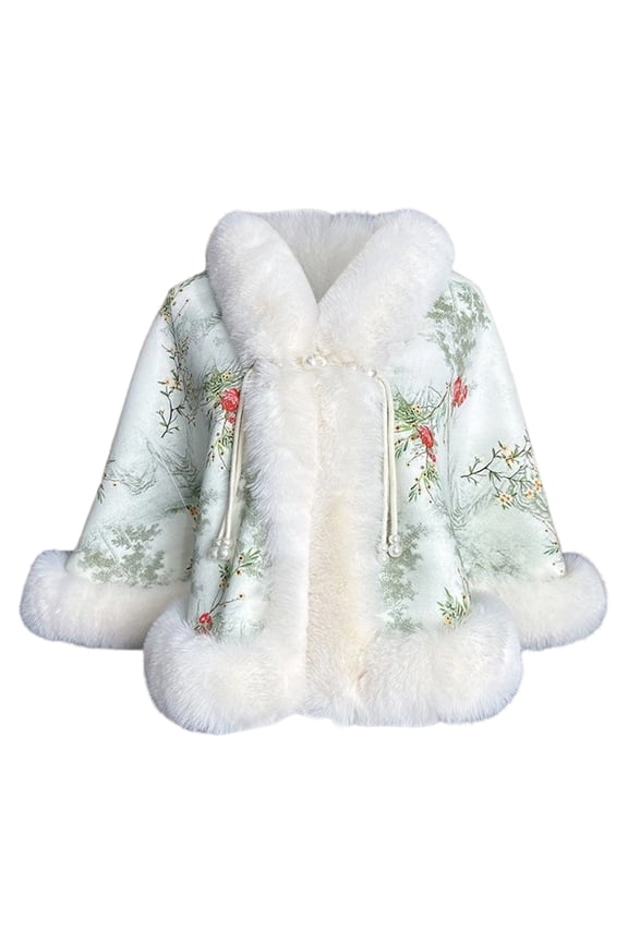 Women Fashion Sequins Faux Fur Wraps Shawls Stoles Cape for Prom Evening Party dress Outwear Coat,Green,One Size