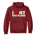 thumbnail image 1 of Tiweut Women Hoodies I Love My Boyfriend Funny I Heart Love Hot My BF Custom Pullover Hoodie,Brick Red,L, 1 of 3