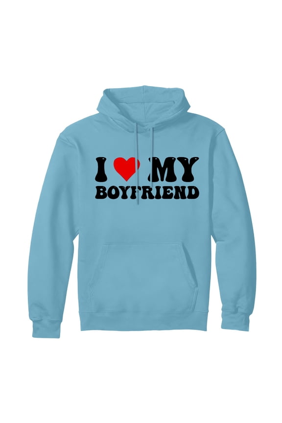 Women Hoodies I Love My Boyfriend Funny I Heart Love Hot My BF Custom Pullover Hoodie,Light Blue,M