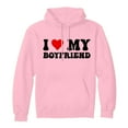 thumbnail image 1 of Tiweut Women Hoodies I Love My Boyfriend Funny I Heart Love Hot My BF Custom Pullover Hoodie,Pink,3XL, 1 of 3