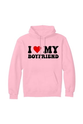 Women Hoodies I Love My Boyfriend Funny I Heart Love Hot My BF Custom Pullover Hoodie,Pink,L