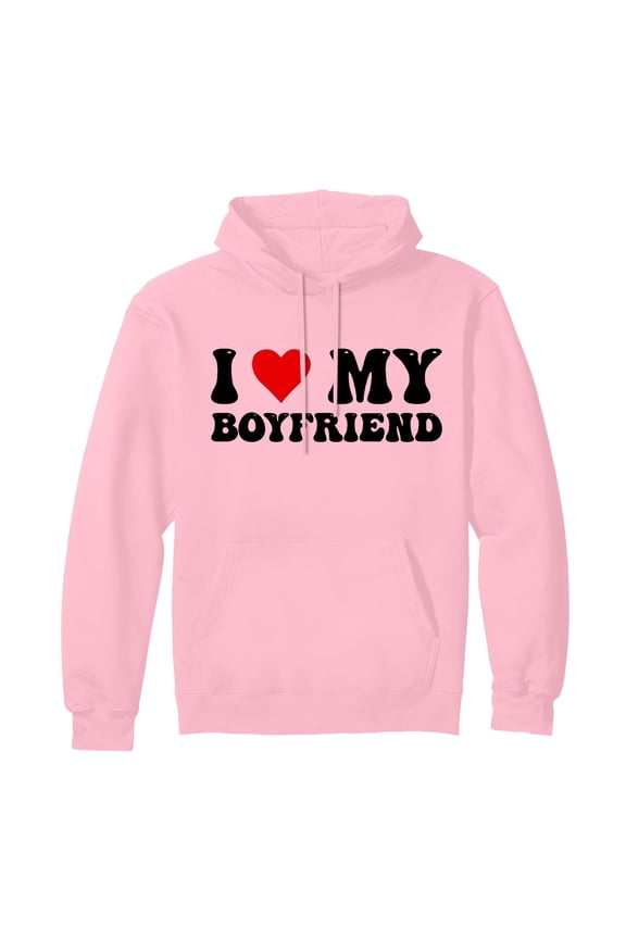 Women Hoodies I Love My Boyfriend Funny I Heart Love Hot My BF Custom Pullover Hoodie,Pink,XL
