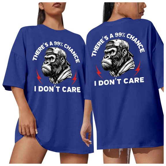 Tiweut Women Leisure TshirtsShort Sleeve Graphic Print Round Neck Tee Everyday Wear Loose Fit Pullover Relaxed Fit Tops,A-Blue,XL