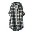 thumbnail image 1 of Tiweut Women Long Sleeve Shirts Plaid Loose Lazy Lapel Open Front Relaxed Fit Tops, 1 of 3
